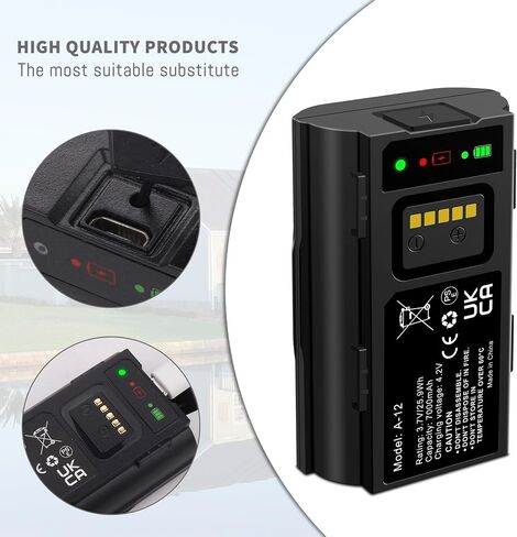A-12 Battery Compatible for Arlo Essential Wire-Free Video Doorbell 7000mAh | Compatible with Arlo Doorbell VMA2400 AVD2001 AVD2001B A-12 Upgrade Batteria 3.7V 25.9Wh with Charging cable in Kuwait