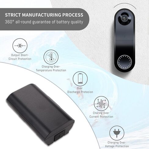A-12 Battery Compatible for Arlo Essential Wire-Free Video Doorbell 7000mAh | Compatible with Arlo Doorbell VMA2400 AVD2001 AVD2001B A-12 Upgrade Batteria 3.7V 25.9Wh with Charging cable in Kuwait