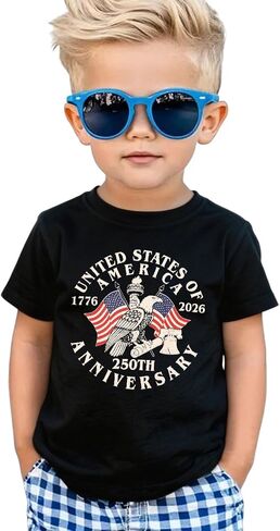 Ritatte 250 Anniversary USA Shirt for Boys Toddler 4th of July Shirts American Flag T-Shirts Kids Patriotic Tee Top in Kuwait