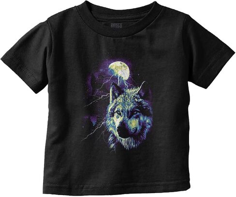 Wolf Pack Howling at Full Moon Toddler Baby Graphic T Shirt in Kuwait