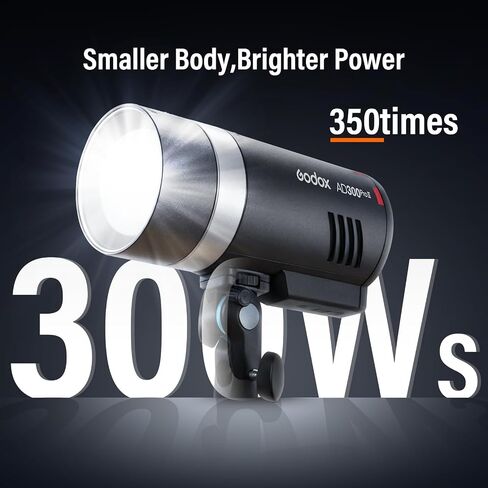 GODOX AD300 Pro II (2026 Upgraded) 300Ws 2.6lb Outdoor Flash Strobe | Portable, TTL, HSS 1/8000s, 350 Flashes, 1/512-1/1 Power Adjust, Solid/CCT Lock Mode, 12W Bi-Color Modeling Lamp, Touchscreen in Kuwait