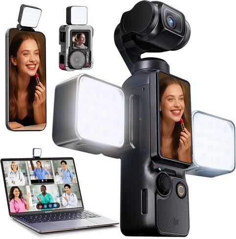 Magnetic Selfie Light for DJI Osmo Pocket 3 Light Creator Combo | Rechargeable Mini LED, 3 Color Modes, Brightness Adjustable, For Vlog Recording, Makeup, TikTok in Kuwait