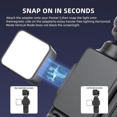 Magnetic Selfie Light for DJI Osmo Pocket 3 Light Creator Combo | Rechargeable Mini LED, 3 Color Modes, Brightness Adjustable, For Vlog Recording, Makeup, TikTok in Kuwait