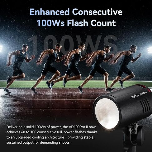 Godox AD100 Pro II AD100ProII Pocket Flash, 100Ws Strobe Light One-Touch Sync with X3/X3Pro, 2.4G TTL 1/8000s HSS,490 Full Power Flashes,0.01~1.5s Recycle Time (AD100ProII) in Kuwait