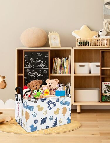 Rectangular Collapsible Laundry Basket with Side Handles, Colorful Bear | 14.9×10.2×9.1in storage for sundries, clothes, items. Smooth grip for easy moving. Folds flat to save space in Kuwait