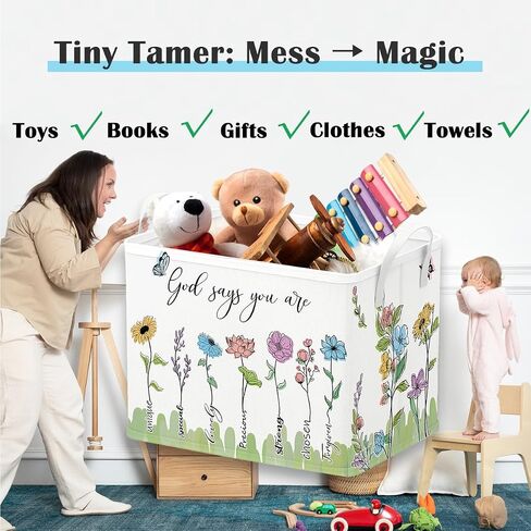 Runtoo Christian Bible Verse Floral Nursery Decor Baby Basket Religious Spiritual Inspirational Baby Shower Decorations Boys Gift Basket Toddler Toy Box Laundry Hamper Closet Storage Bins in Kuwait