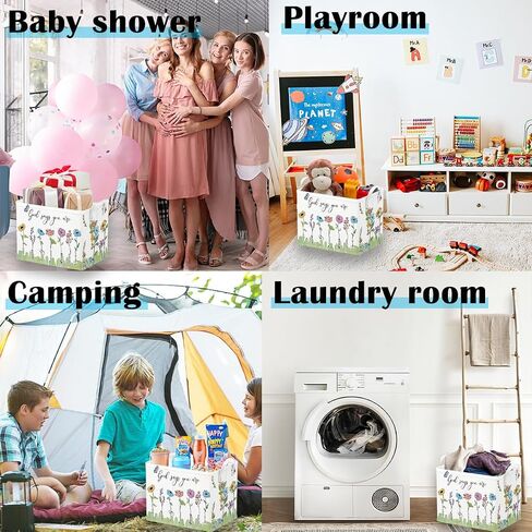 Runtoo Christian Bible Verse Floral Nursery Decor Baby Basket Religious Spiritual Inspirational Baby Shower Decorations Boys Gift Basket Toddler Toy Box Laundry Hamper Closet Storage Bins in Kuwait