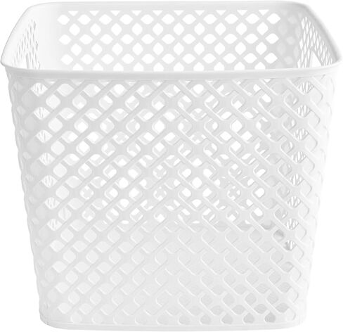 1 Piece, White 13-Inch Cube Storage Basket – Durable Plastic Organizer Bin with Handles in Kuwait