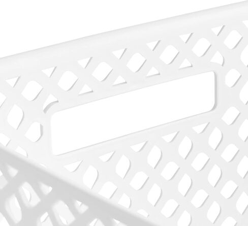 1 Piece, White 13-Inch Cube Storage Basket – Durable Plastic Organizer Bin with Handles in Kuwait