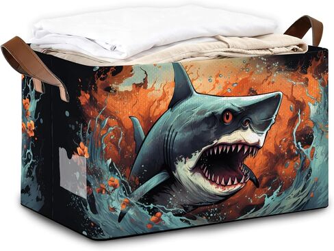 Ocean Waves Fabric Storage Bins with Handles, Oxford Storage Basket for Closet Organization, Foldable Shelf Organizer for Bedroom, Nursery, Laundry, Office in Kuwait