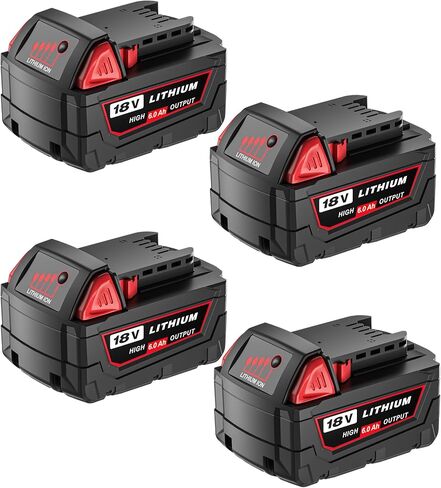HOCHSTERN 6.0Ah M-18 Battery Replacement for Milwaukee 18V Battery 4Pack | Compatible with Milwaukee 18 Volt Batteries 48-11-1862 48-11-1852 48-11-1880 48-11-1882 Cordless Power Tools in Kuwait