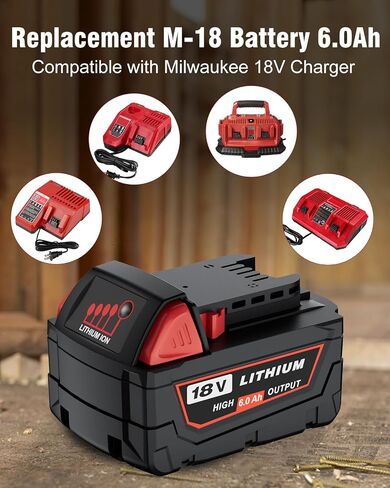 HOCHSTERN 6.0Ah M-18 Battery Replacement for Milwaukee 18V Battery 4Pack | Compatible with Milwaukee 18 Volt Batteries 48-11-1862 48-11-1852 48-11-1880 48-11-1882 Cordless Power Tools in Kuwait