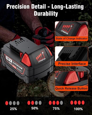 HOCHSTERN 6.0Ah M-18 Battery Replacement for Milwaukee 18V Battery 4Pack | Compatible with Milwaukee 18 Volt Batteries 48-11-1862 48-11-1852 48-11-1880 48-11-1882 Cordless Power Tools in Kuwait
