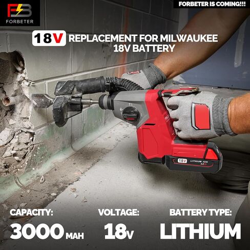 3.0Ah Replacement Battery for Milwaukee M18 Battery 48-11-1850 48-11-1852 48-11-1830, Compatible with Milwaukee 18V Battery Cordless Power Tools in Saudi Arabia