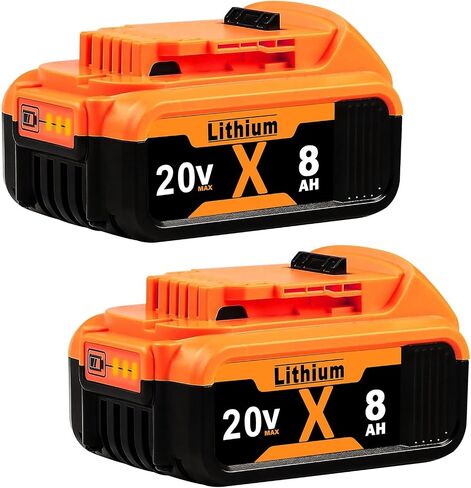 Replacement for Dewalt 20V MAX Battery 8.0Ah 2-Pack Lithium Batteries | Compatible with Dewalt DCB208, DCB200, DCB206, DCB205, DCB204, DCB203, DCB180, Longer Runtime for Dewalt Cordless Tools in Kuwait