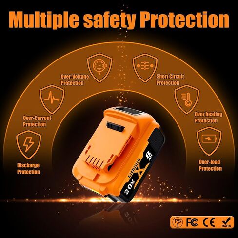 Replacement for Dewalt 20V MAX Battery 8.0Ah 2-Pack Lithium Batteries | Compatible with Dewalt DCB208, DCB200, DCB206, DCB205, DCB204, DCB203, DCB180, Longer Runtime for Dewalt Cordless Tools in Saudi Arabia