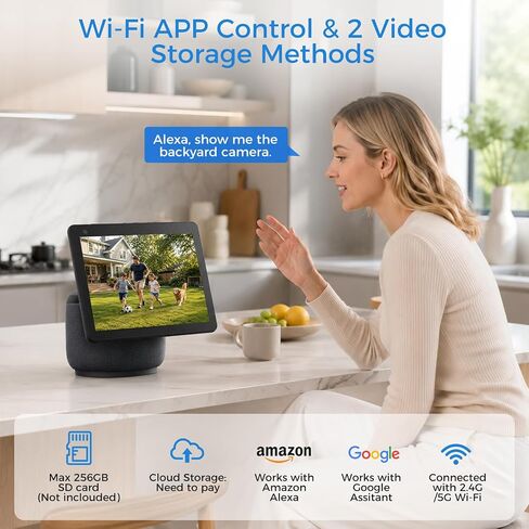 Olafus Floodlight Camera with 20FT Plug, 2K HD Outdoor Security Camera, 5500LM Motion-Activated Light Camera with Color Night Vision, 2-Way Audio & Siren, Cloud/SD Storage, Alexa & Google Compatible in Kuwait