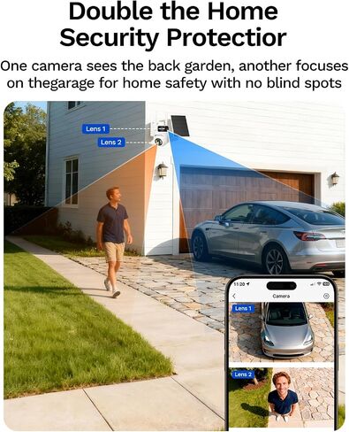 Dual Lens 4G LTE Cellular Security Camera, No WiFi AOV 24/7 Recording | 2MP+2MP dual lens, No WiFi solar powered, 360° full view, Color night vision, 2-way talk, Built-in SIM & SD card, Off grid in Kuwait