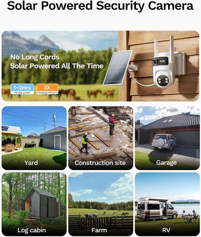 Dual Lens 4G LTE Cellular Security Camera, No WiFi AOV 24/7 Recording | 2MP+2MP dual lens, No WiFi solar powered, 360° full view, Color night vision, 2-way talk, Built-in SIM & SD card, Off grid in Kuwait
