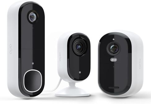 Arlo Essential Whole Home Security Bundle | Outdoor, Indoor, Video Doorbell Camera |2K Resolution|2nd Gen|Indoor - Outdoor in Kuwait