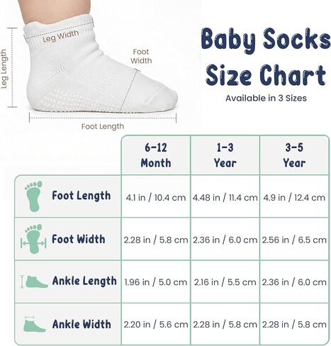 GOTS Organic Cotton Blend Ankle Toddler Socks 6M-12M-2t-3t-4t-5t Baby Gift | Oeko-Tex Certified, Ankle Socks, 6 PairToddler Socks 2T, Newborn Socks Boys, White, Unisex Design, 1-3 Years, Ultra-soft in Kuwait