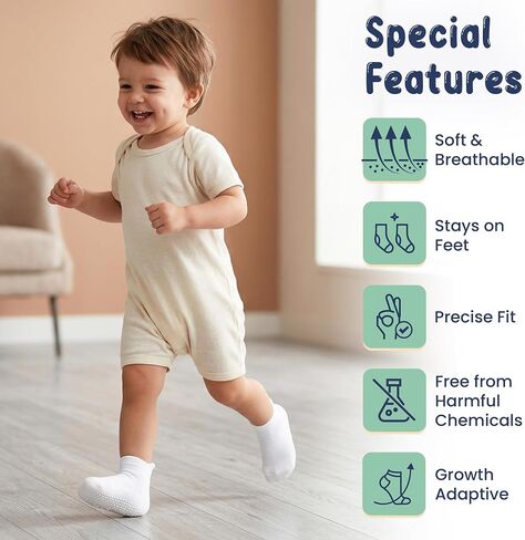 GOTS Organic Cotton Blend Ankle Toddler Socks 6M-12M-2t-3t-4t-5t Baby Gift | Oeko-Tex Certified, Ankle Socks, 6 PairToddler Socks 2T, Newborn Socks Boys, White, Unisex Design, 1-3 Years, Ultra-soft in Kuwait
