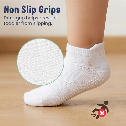GOTS Organic Cotton Blend Ankle Toddler Socks 6M-12M-2t-3t-4t-5t Baby Gift | Oeko-Tex Certified, Ankle Socks, 6 PairToddler Socks 2T, Newborn Socks Boys, White, Unisex Design, 1-3 Years, Ultra-soft in Kuwait