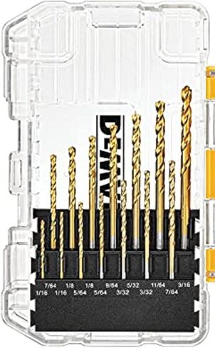 DEWALT 20V Max Cordless Drill / Driver Kit, Compact, 1/2-Inch with Titanium Drill Bit Set, Pilot Point, 21-Piece (DCD771C2 & DW1361) in Kuwait