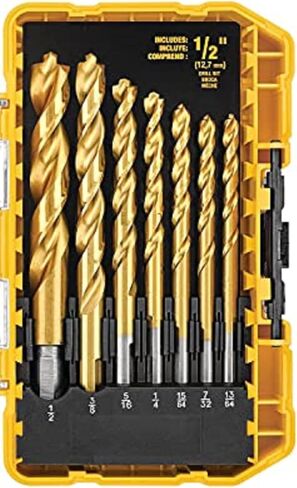 DEWALT 20V Max Cordless Drill / Driver Kit, Compact, 1/2-Inch with Titanium Drill Bit Set, Pilot Point, 21-Piece (DCD771C2 & DW1361) in Kuwait