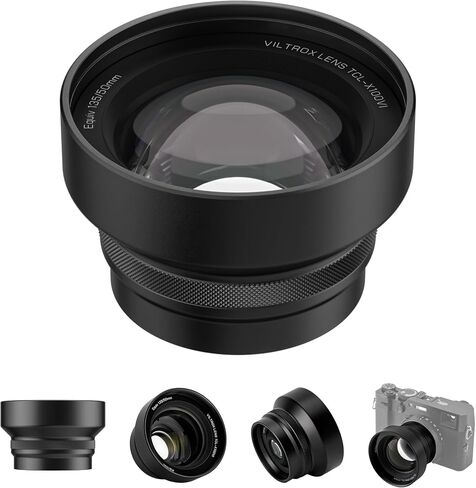 VILTROX TCL-X100VI 1.4X 50mm Tele Conversion Lens, Compatible with Fujifilm X100V X100VI X100F, 67mm Filter Thread Telephoto Additional Lens, F2 Aperture Retained, Auto Camera Recognition in Kuwait