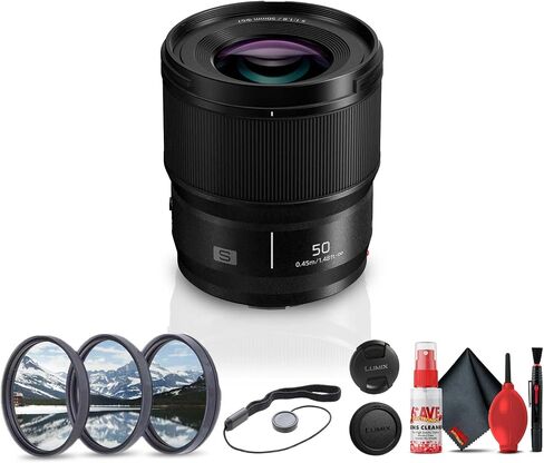 Panasonic LUMIX S Series 50mm f/1.8 L Mount Lens & Cleaning Kit Bundle | For Full-Frame Mirrorless Cameras | Lens Cap + Filter Kit (S-S50) in Kuwait