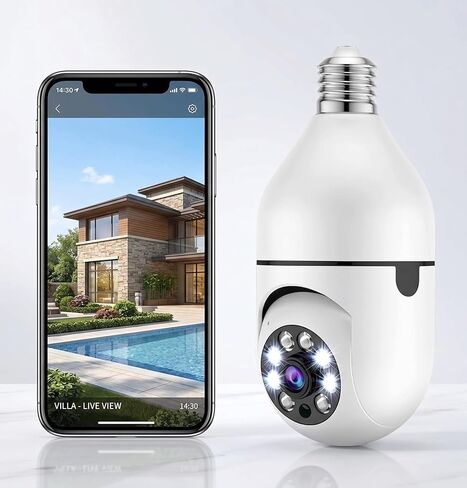 1080P WiFi Indoor Security Camera with 360 Degree Panoramic View Infrared Night Vision Two Way Audio Remote Monitoring for Home Baby Pet Surveillance Black in Kuwait