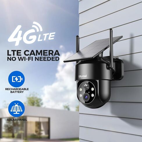 LITYMOL 4G LTE Cellular Security Camera, 2K Outdoor Camera Wireless with 360° View, Color Night Vision, AI Detection, 2-Way Audio, Spotlight Siren Alarm, SD/Cloud Storage in Kuwait