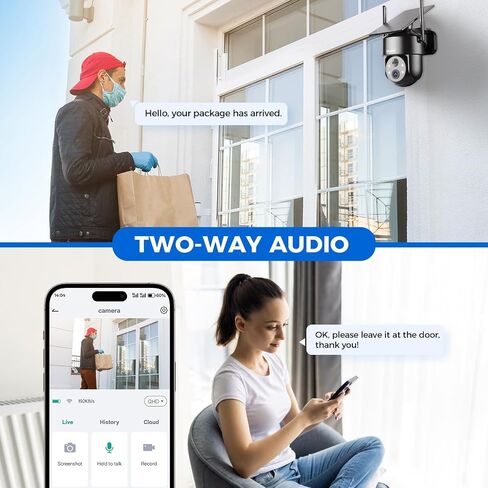 LITYMOL 4G LTE Cellular Security Camera, 2K Outdoor Camera Wireless with 360° View, Color Night Vision, AI Detection, 2-Way Audio, Spotlight Siren Alarm, SD/Cloud Storage in Kuwait