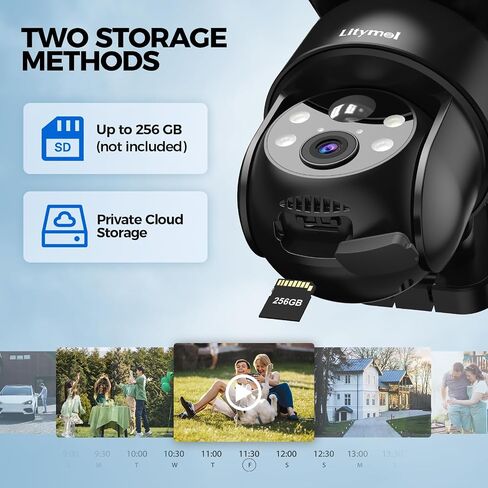 LITYMOL 4G LTE Cellular Security Camera, 2K Outdoor Camera Wireless with 360° View, Color Night Vision, AI Detection, 2-Way Audio, Spotlight Siren Alarm, SD/Cloud Storage in Kuwait
