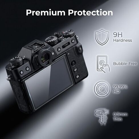 2 Pack 9H Tempered Glass Screen Protector Compatible for Fuji film X-T50 Digital Camera, Anti-Scratch Ultra Clear Bubble Free LCD Screen Cover, Screen Protector, Soft Shutter and Fiber Cloth for FUJI XT50 in Kuwait