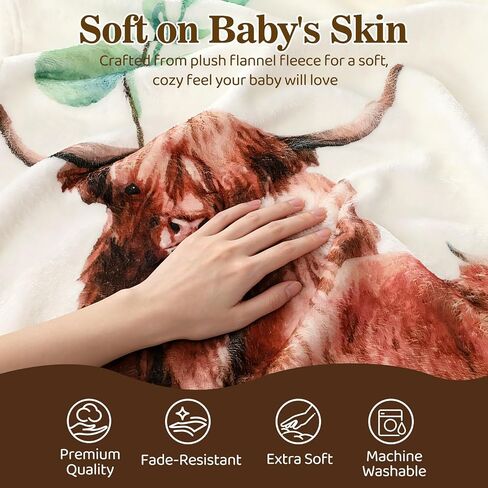 Baby Monthly Milestone Blanket Highland Cows Photo Prop Month Blanket Gift | Soft Fleece Blanket Growth Chart First Year Milestones for Newborn Boy Girl Nursery Scotland Baby Shower Décor 40" X 50" in Kuwait