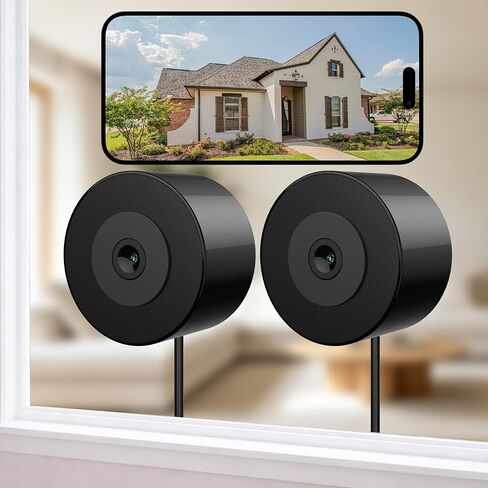Septekon 2 Pack Window Camera 2K, 2.4GHz & 5GHz WiFi Cameras for Home Security, No-Drill Mount Indoor Cameras for Outdoor Monitoring, Color Night Vision, AI Motion Detection, White in Kuwait