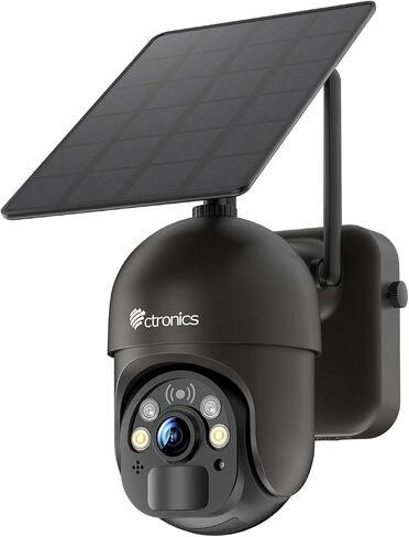 Ctronics 3MP Solar Security Camera Wireless Outdoor WiFi, PTZ Surveillacne Camera Battery-Powered for Home Security, 360° View, LED Light Color Night Vision, PIR Human Detection, 2-Way Audio (Grey) in Kuwait