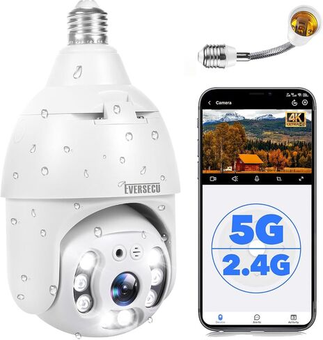 EVERSECU 4K 8MP UHD Screw-in 4 Inch PTZ Security Camera, Outdoor Waterproof, Wireless 2.4G&5Ghz WiFi, ONVlF&RTSP Stream, 360° View, Auto Tracking, 2 Way Audio, Motion Detection, Remote View in Kuwait