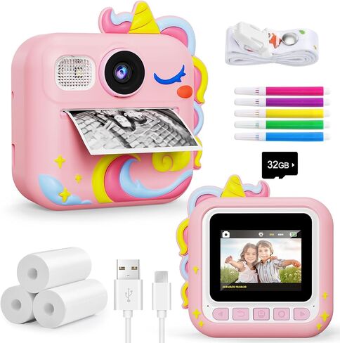 KOKODI Kids Camera Instant Print, Toddler Cameras Christmas Birthday Gifts for Girls Age 3-12, Digital Video Instant Printable Camera for Kids,Toys for Ages 5-7 Girls (Purple) in Kuwait