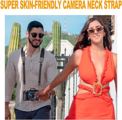 FIEIL 2 Pank Universal Neoprene Neck Shoulder Strap Soft Camera Strap with Anti Slip Material for Video Camcorder, Binoculars, and Nikon/Canon/Sony/Minolta/Panasonic/SLR/DSLR Digital Cameras in Kuwait