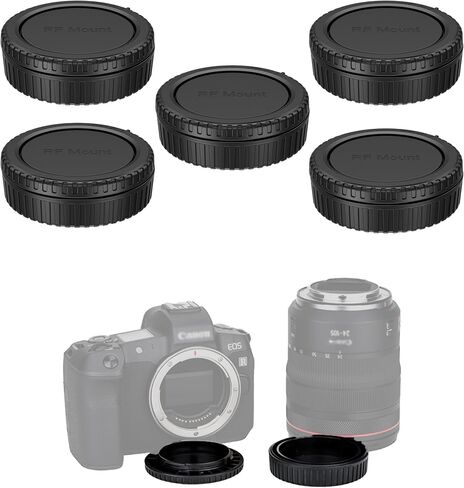 JJC Rear Lens Cap & Body Cap Cover for Canon RF Mount Cameras, 5-Pack | Replaces RF Rear Lens Cap & R-F-5 Body Cap, for Canon EOS R100 R50 R10 R8 R7 R6 Mark II R6 R6 V R5C R5 Mark II R5 R3 R RP in Saudi Arabia