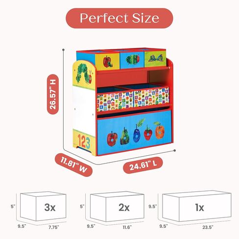 Delta Children - World of Eric Carle, The Very Hungry Caterpillar Design & Store 6 Bin Toy Storage Organizer - Greenguard Gold Certified, Red/Blue in Kuwait