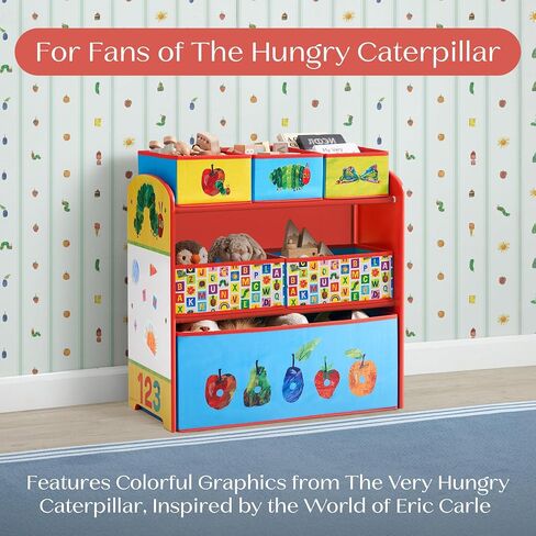 Delta Children - World of Eric Carle, The Very Hungry Caterpillar Design & Store 6 Bin Toy Storage Organizer - Greenguard Gold Certified, Red/Blue in Kuwait