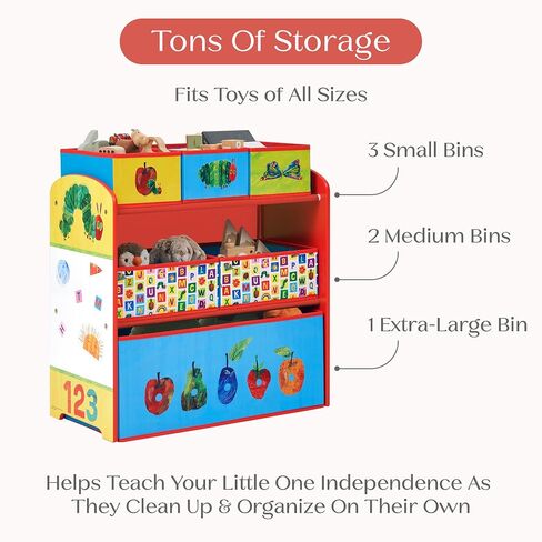 Delta Children - World of Eric Carle, The Very Hungry Caterpillar Design & Store 6 Bin Toy Storage Organizer - Greenguard Gold Certified, Red/Blue in Kuwait