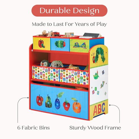 Delta Children - World of Eric Carle, The Very Hungry Caterpillar Design & Store 6 Bin Toy Storage Organizer - Greenguard Gold Certified, Red/Blue in Kuwait