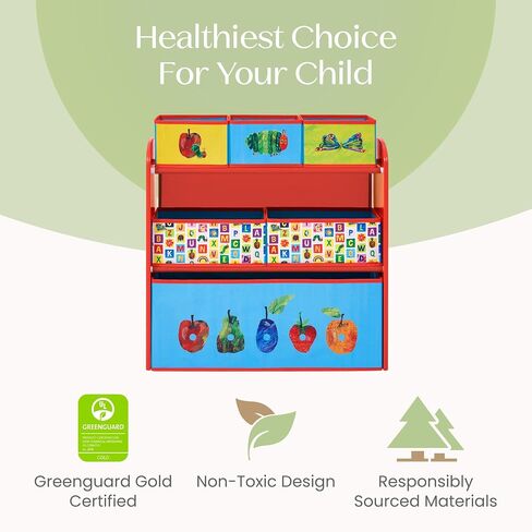 Delta Children - World of Eric Carle, The Very Hungry Caterpillar Design & Store 6 Bin Toy Storage Organizer - Greenguard Gold Certified, Red/Blue in Kuwait