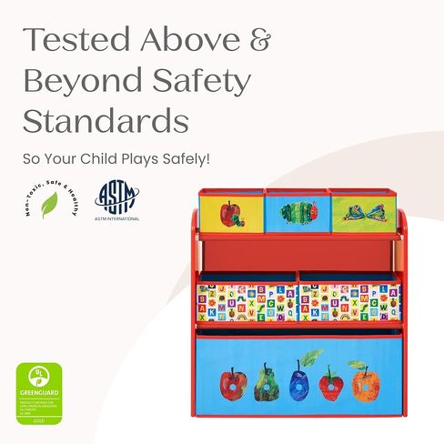 Delta Children - World of Eric Carle, The Very Hungry Caterpillar Design & Store 6 Bin Toy Storage Organizer - Greenguard Gold Certified, Red/Blue in Kuwait