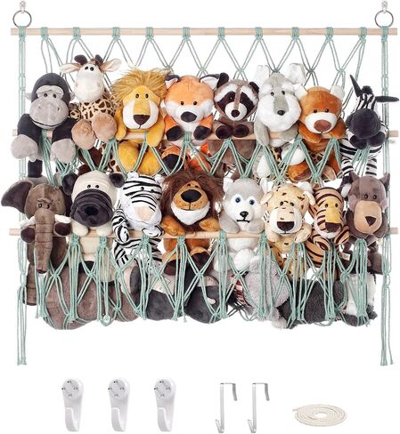 Stuffed Animal Net or Hammock Large Corner Wall Hanging for Storage Toys | Stuffed Animal Hammock Net with Handmade Adjustable Corner Wall Storage Space-saving Nursery Decor Plush Small Stuffed Animal in Kuwait